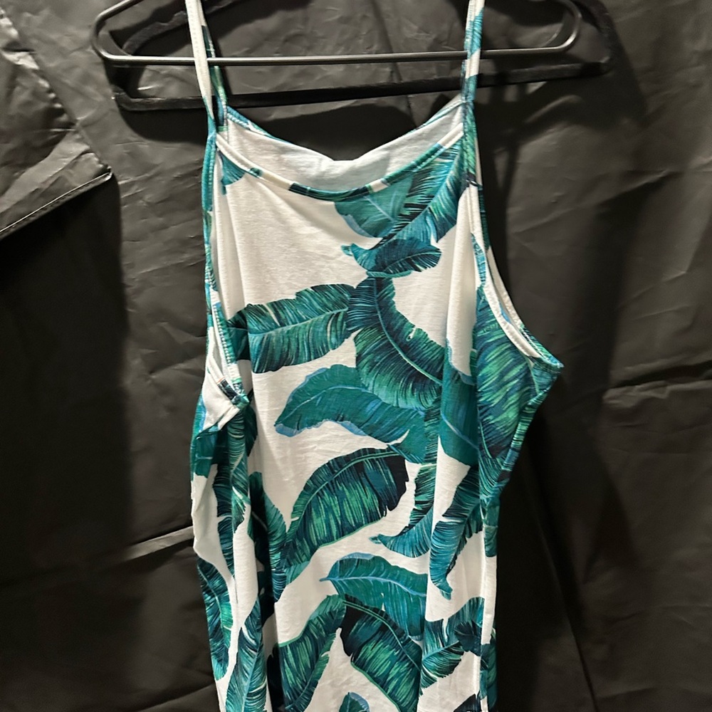Leo Rosi Green Leaf Print Tank Top